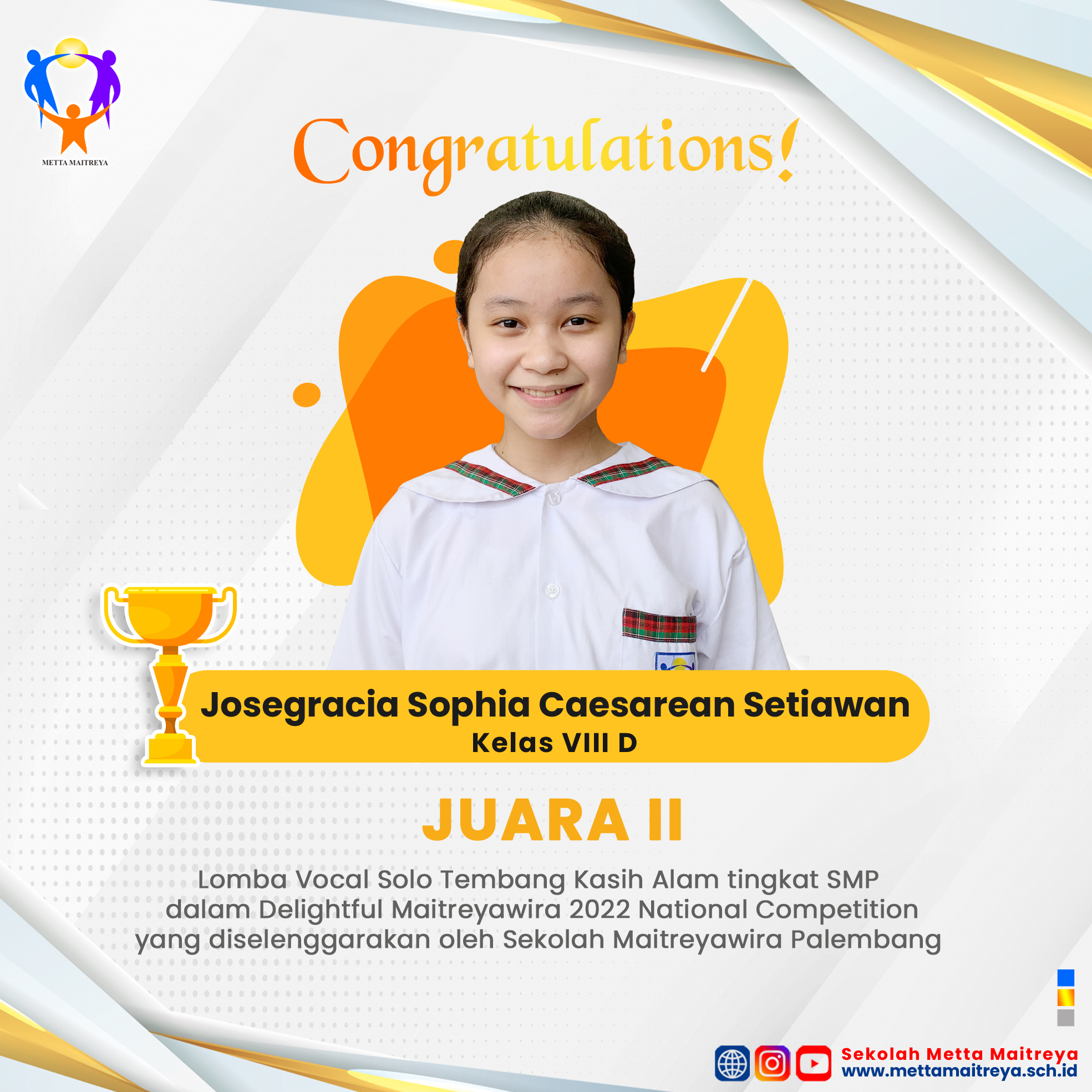 Prestasi Peserta Didik dalam Lomba Delightful Maitreyawira 2022 | SMP METTA MAITREYA